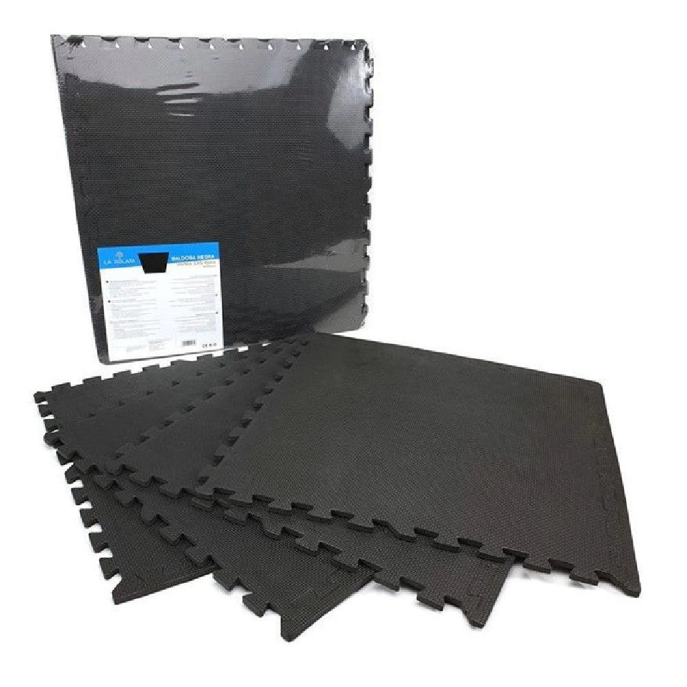 Trade Shop - Set 4 Pezzi Piastrella Eva Colore Nero 60 X 60 Cm Tappeto Puzzle Multiuso 194701 -