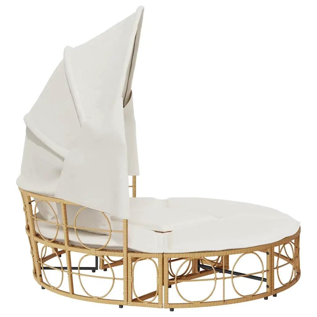 Lettino Prendisole Esterno Tetto e Cuscini in Polyrattan 4108235