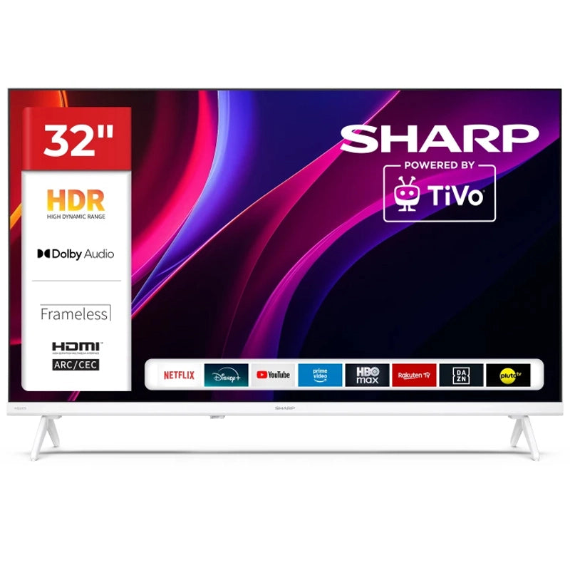 SHARP 32HE2245EW - 32" SMART TV LED HD - TIVO OS - FRAMELESS - COMP. TV SAT - AUDIO DOLBY DIGITAL+ / DTS HD - CHROMECAST - WHITE - IT