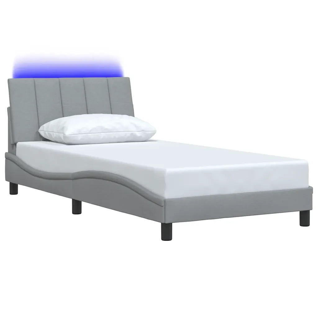 Letto singolo | Letto per adulti | Giroletto senza Materasso Hanko Grigio Chiaro 100x200 cm Tessuto
