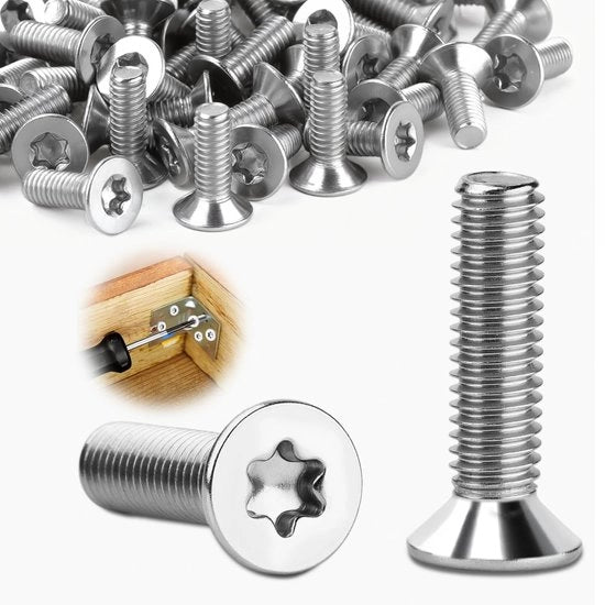 Viti a testa inculata M4 x 25 mm, 30 pezzi, viti a testa inculata, Tork, acciaio inossidabile 304, viti a dente interno per legno, mobili da interni, lavorazione metallica