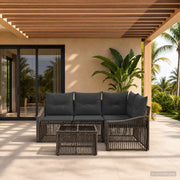 Set Divano da Giardino 5 pz Grigio polyrattan 3436001
