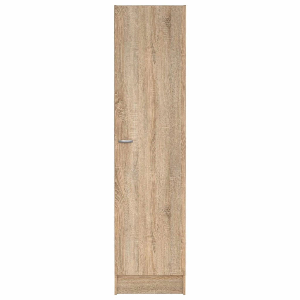Colonna Armadio Bagno Con 1 Anta E 4 Ripiani Regolabili Mobile Salvaspazio Alto Design Moderno Semplice Per Ingresso Corridoio Ripostiglio Con Maniglia In Metallo Argentata 200 X 47.1 X 49.2 Cm Rovere