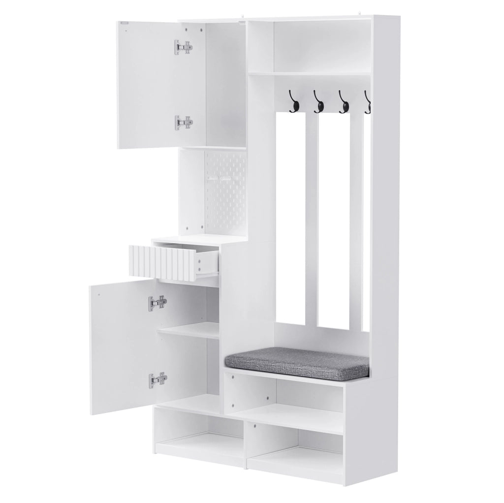 Mobile ingresso 6 in 1 con panca e cassetti bianco