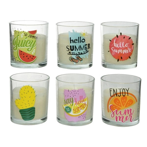 CANDELA ALLA CITRONELLA D.8XH9CM SUMMER IN VETRO