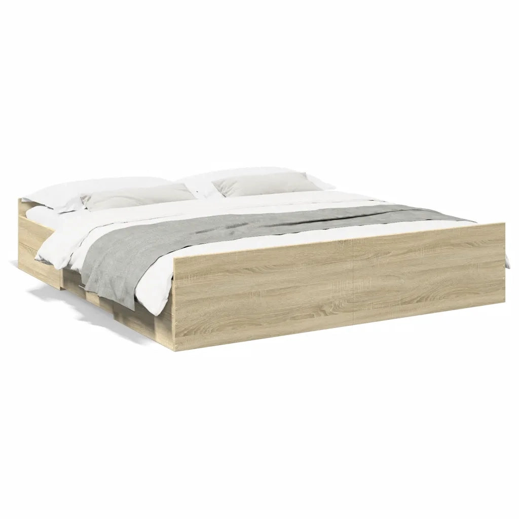 Giroletto Cassetti Rovere Sonoma 180x200 cm Legno Multistrato 3280274