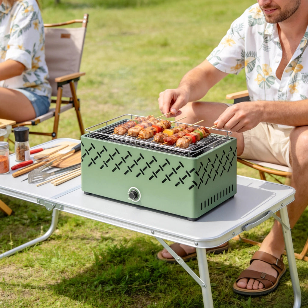 Barbecue a Carbone con Ventilatore ¨C Minimal ¨C Verde 45.5x29x21 cm
