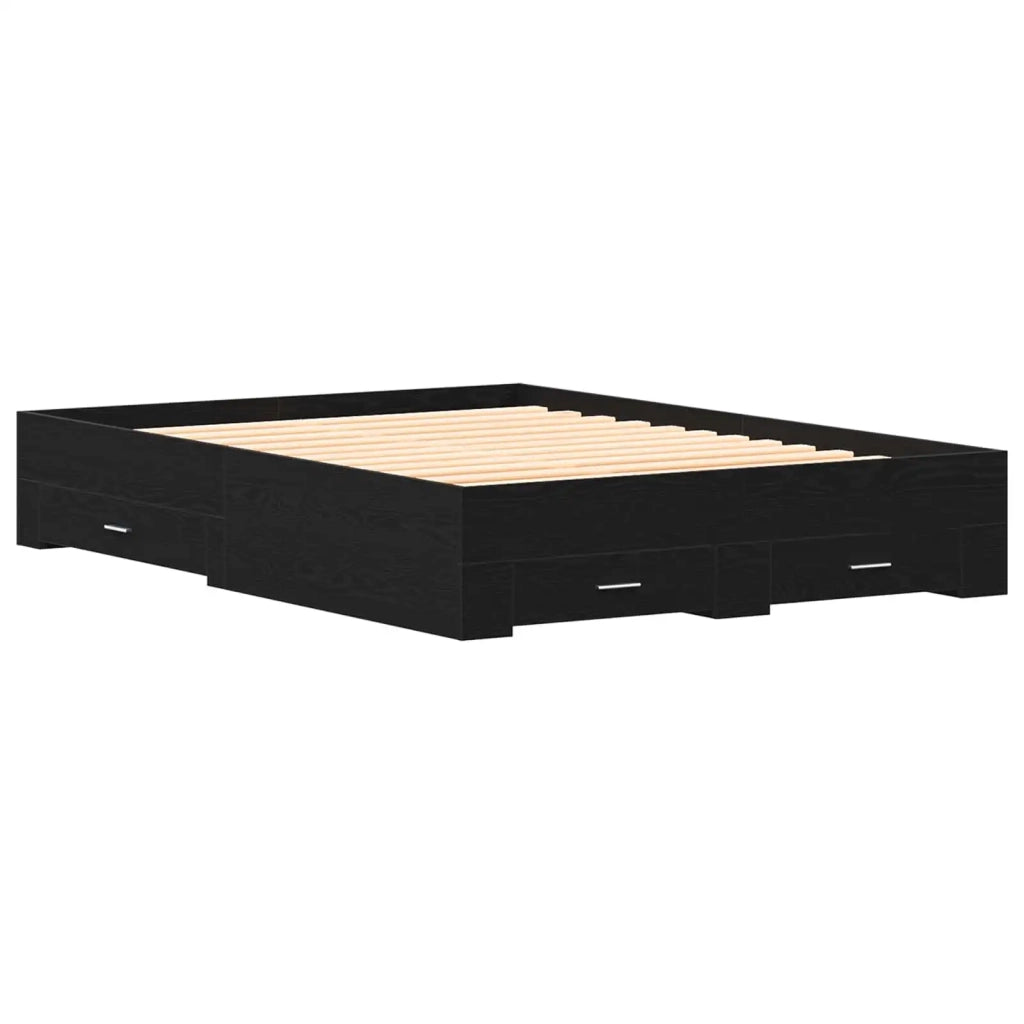 Struttura del letto-Giroletto Rovere Nero 140 x 200 cm Legno multistrato 877981