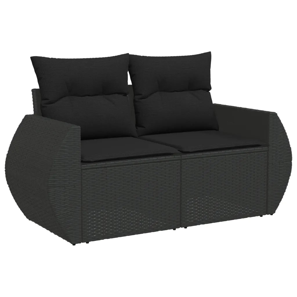 Set Divano da Giardino 6 pz con Cuscini Nero in Polyrattan 3221654