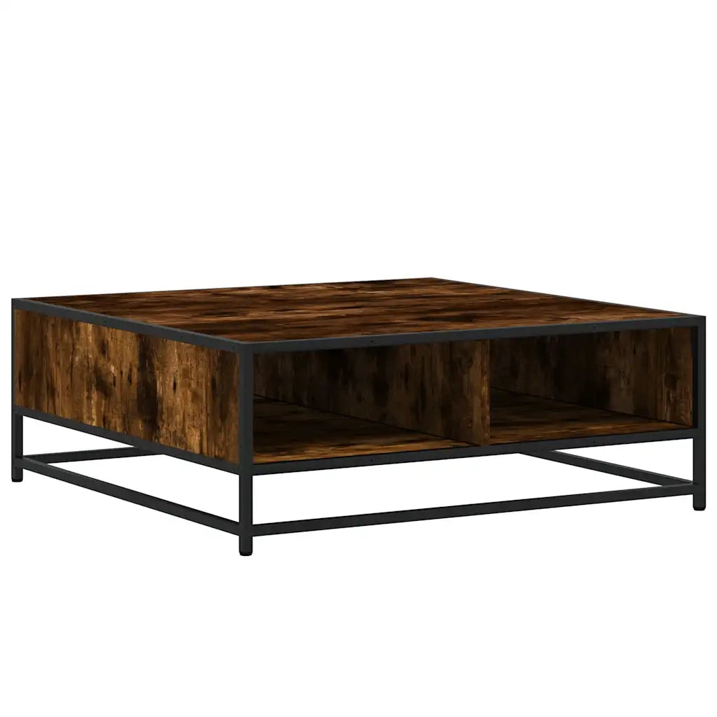 Tavolino-Tavolino da soggiorno-Tavolo Rovere Fumo 80x80x30 cm in Truciolato e Metallo