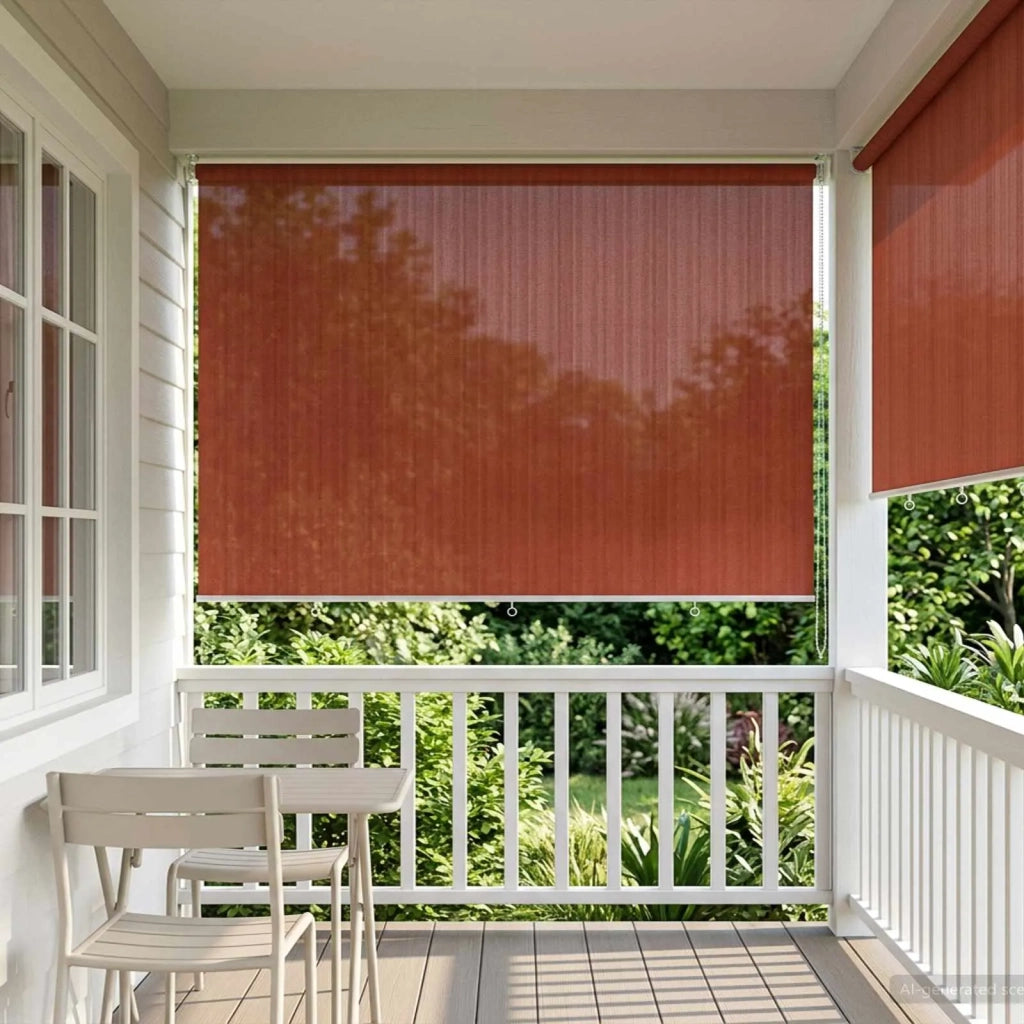 Tenda a Rullo Esterno Blocco UV 90% Terracotta 350 x 140 cm 42035997