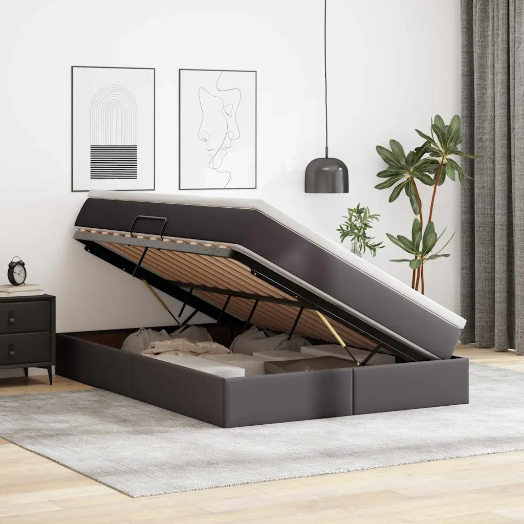 Letto con contenitore e materasso Grigio 140 x 200 cm