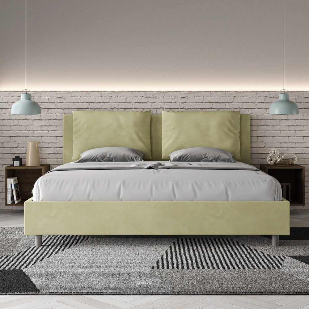 Letto Matrimoniale Extra Large 200x210 cm con Rete e Contenitore Antea Tè Verde
