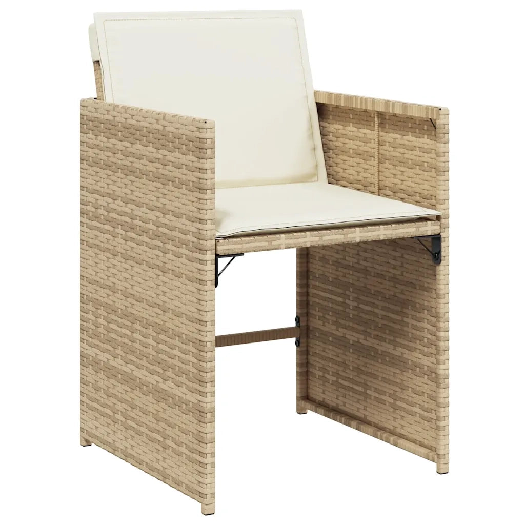 Set da Pranzo da Giardino 15 pz con Cuscini Beige in Polyrattan 3211240