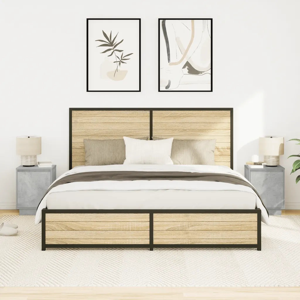 Comodini con Luci a LED 2 pz Grigio Cemento 38x34x50 cm 861272