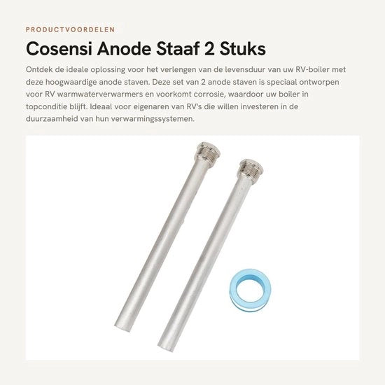 Anodo in Magnesio - 2 Pezzi - 18 x 235 mm - 3/4" NPT - Per Caldaie di Camper - Prevenzione della Corrosione - Protezione contro la Corrosione