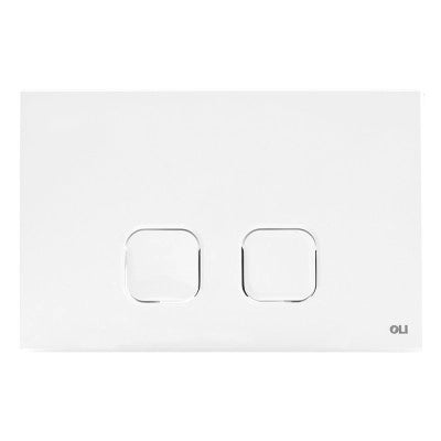 Placca cassetta wc Oli serie Plain in abs bianco con doppio scarico
