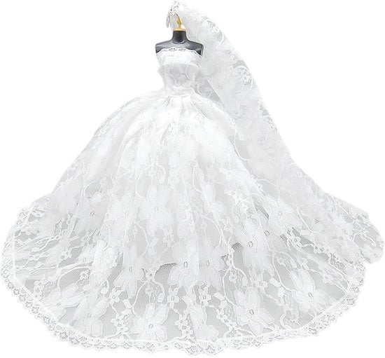 Set di vestiti per bambole - Inclusa sposa/velo - Accessori per bambole da gioco - Adatto per bambole da 30 cm - Materiale morbido/duraturo