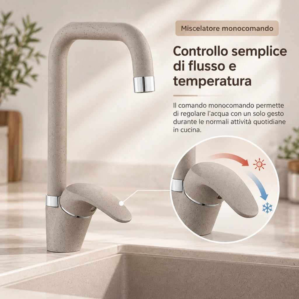 Miscelatore Cucina Avena Canna Alta Quadrata Orientabile 285 mm 52947