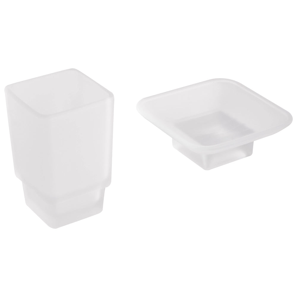 Set di 6 Accessori da bagno in alluminio nero con bicchiere e portasapone minimalisti