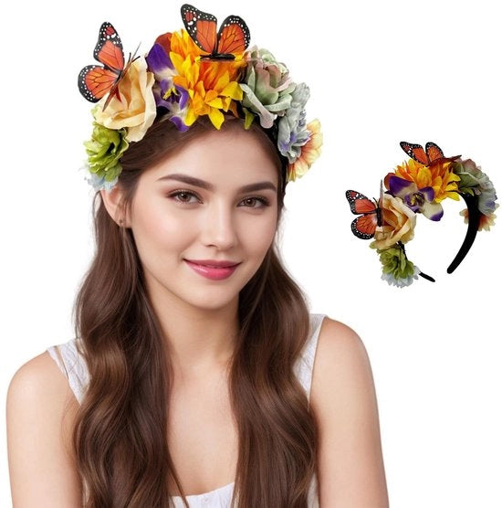 Fascia per Capelli Fiori - Fascia Donna - Corona Fiorita - Sposa - Damigella d'Onore - Carnevale - Festival