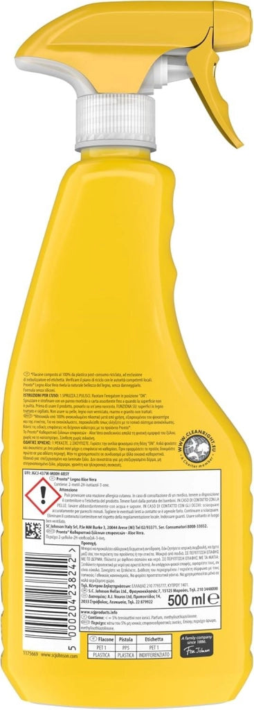 PRONTO TRIGGER LEGNO ESALTA LA NATURALE BELLEZZA DEL LEGNO FRAGRANZA ALOE VERA 1 CONFEZIONE DA 500 ML