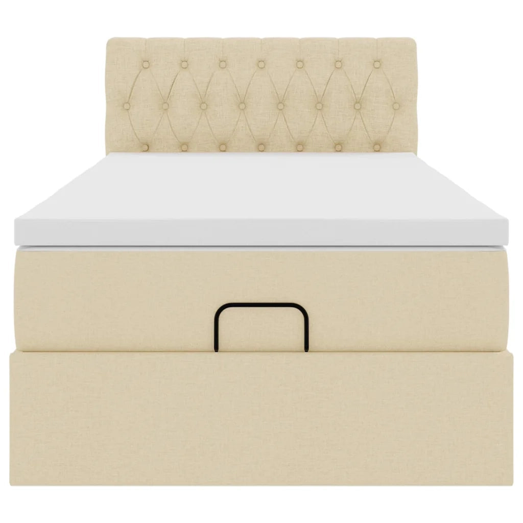 Pouf Letto con Materasso e LED Crema 90x200 cm in Tessuto 3312365