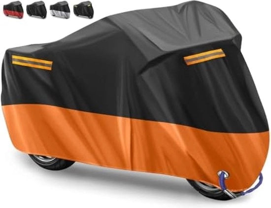 Motorhoe per Motocicletta in Tessuto Oxford 210D Impermeabile, 245x105x125cm, con Riflesso Orangivo, Protezione contro UV, Pioggia, Polvere e Neve