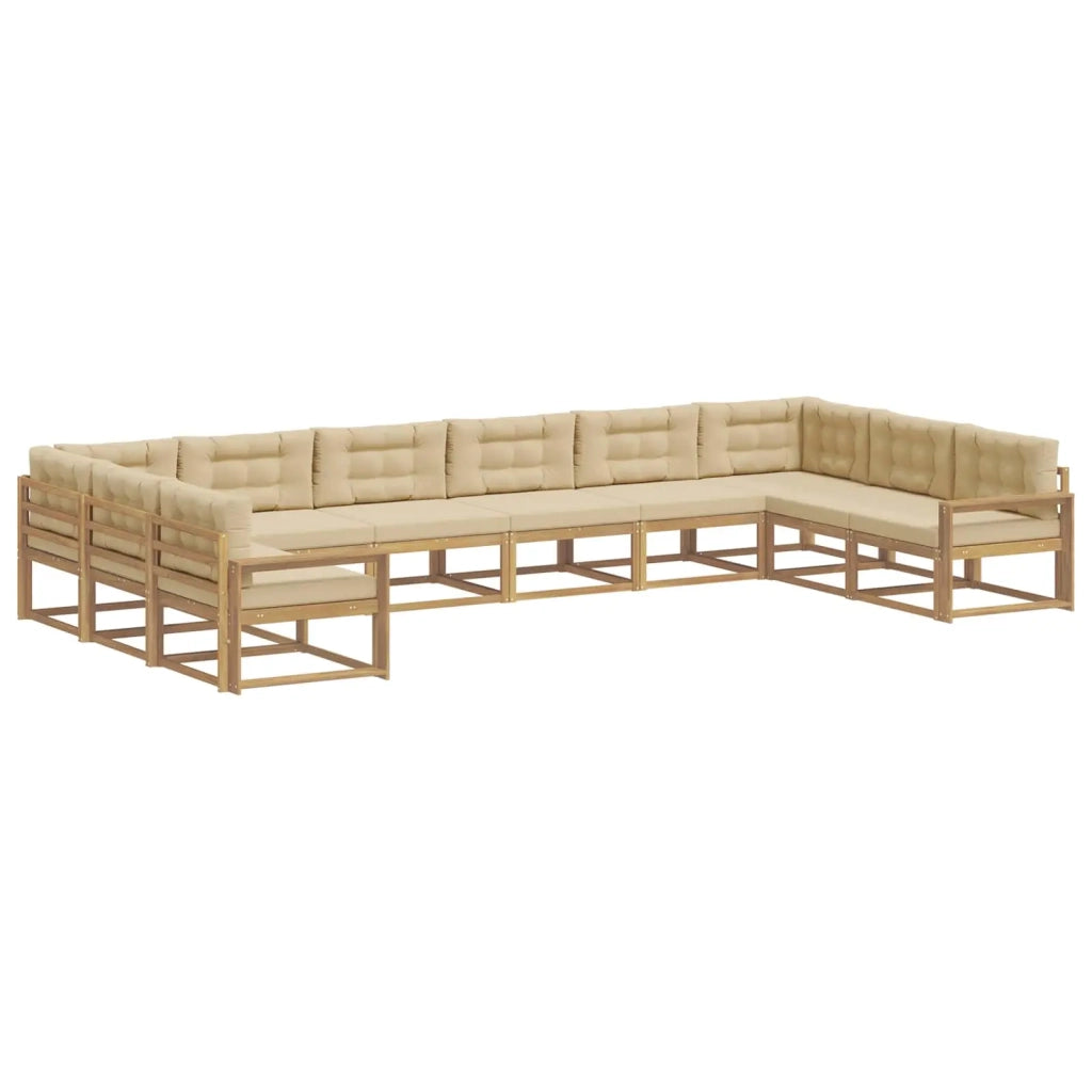 Set di divani da esterno con cuscino 10 pcs Bianco e Beige 3387112