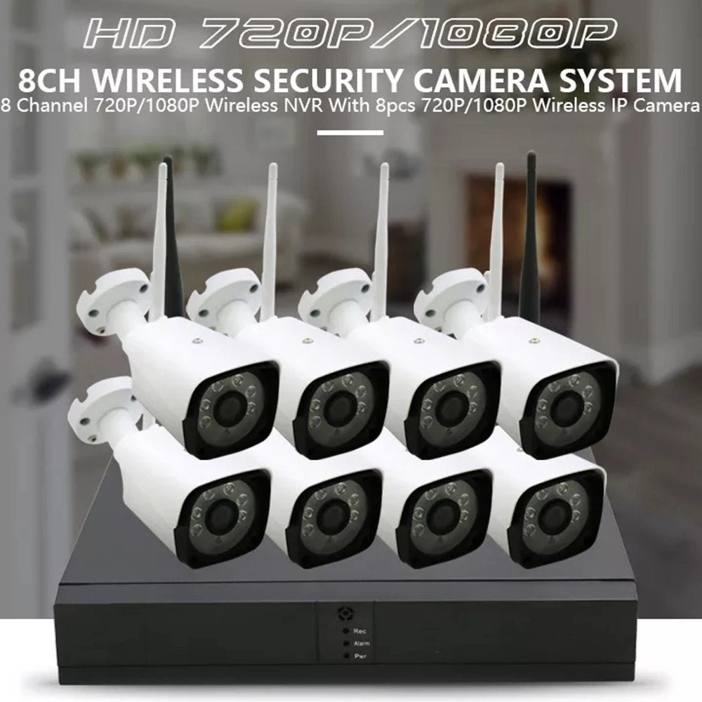 Trade Shop - Kit Dvr Wireless Wifi 8 Canali Sistema Registrazione Cctv Hd 8 Telecamere Q-s8i -