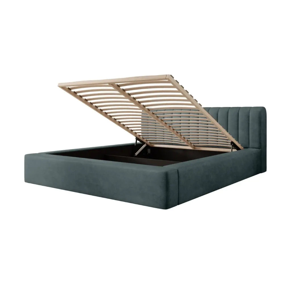 Lettino CERVIN – Velluto morbido Notte smeraldo – 140x200 cm – Rete sollevabile – Design elegante