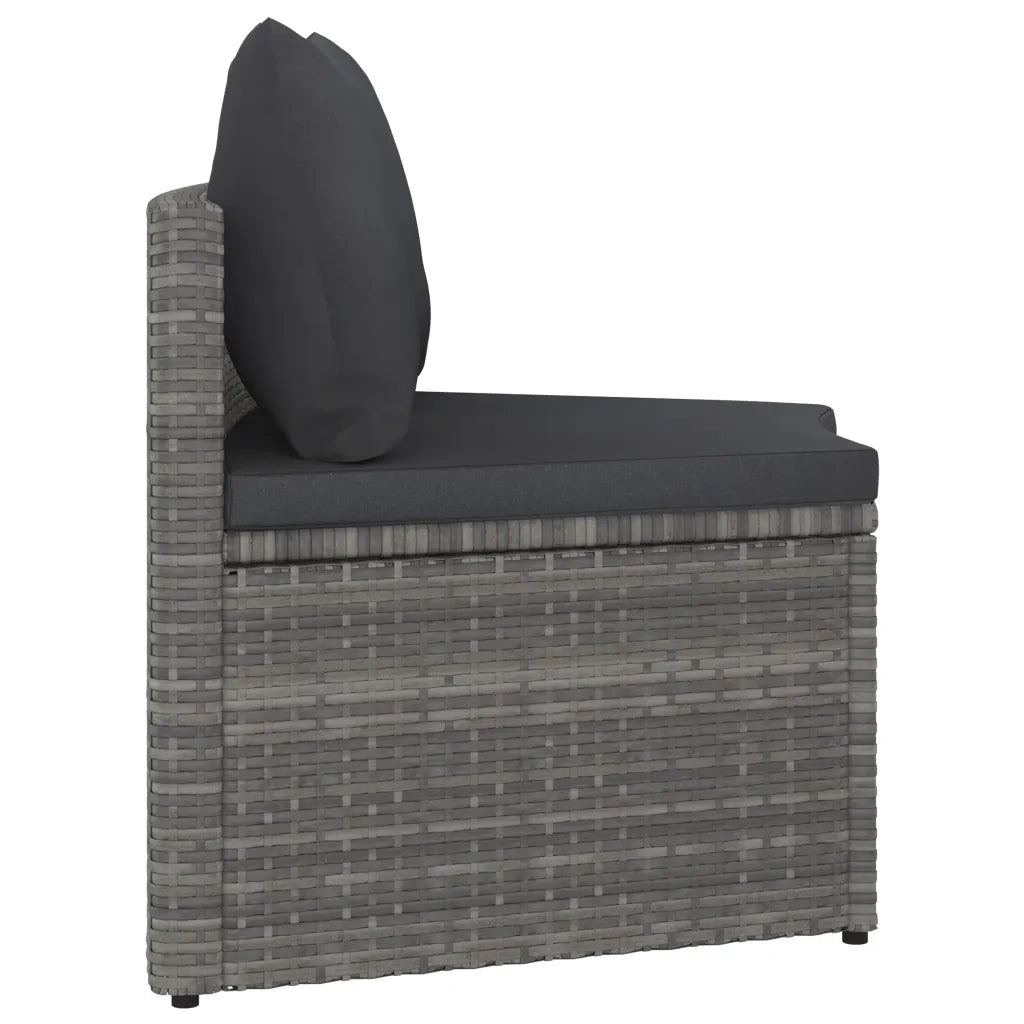 Set Divani da Giardino 9 pz con Cuscini in Polyrattan Grigio 3064899