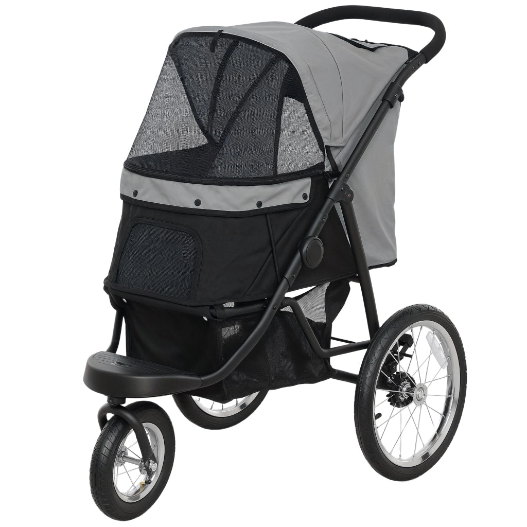 Carrello per cani pieghevole con cesto ¨C zephmum ¨C grigio