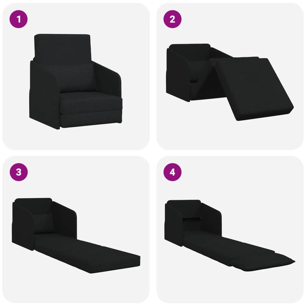 Divano letto | Sof¨¤ letto | Letto singolo Nero 65 x 80 x 83 cm Tessuto