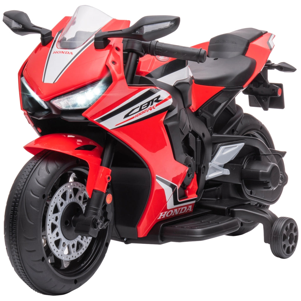 Moto Elettrica Bambini Honda 3-5 Anni ¨C Xylo ¨C Rosso con Fari Clacson Musica Ruote 90x44x52cm