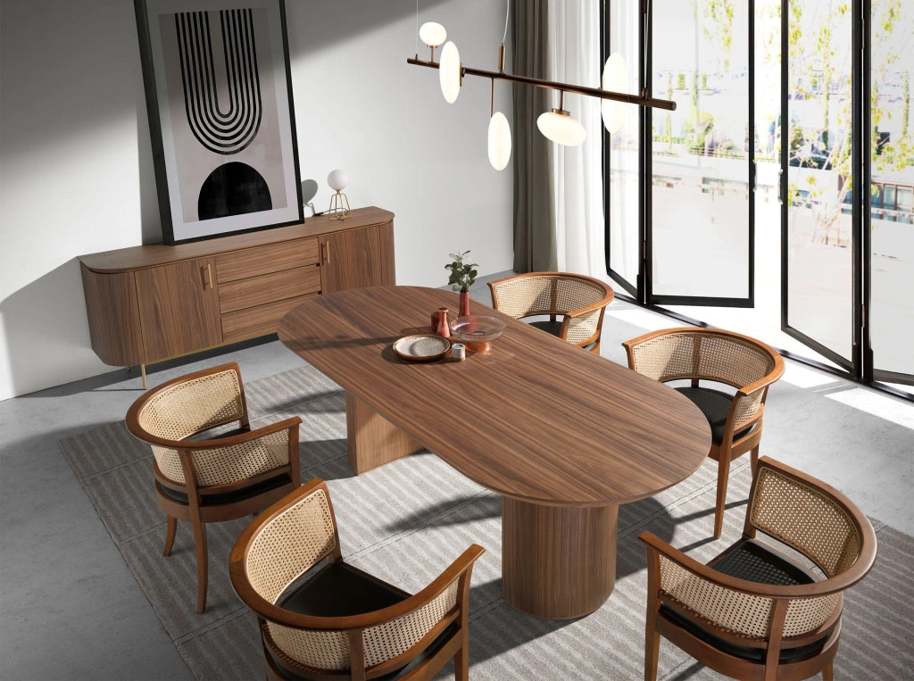 Tavolo da pranzo mezza punta ovale noce
