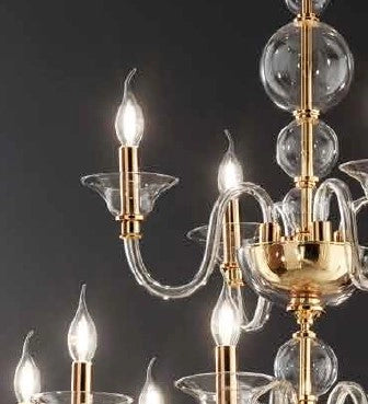 LUME PICCOLO TEBE TRASPARENTE  E ORO 1 LUCE ATTACCO E14 D.25CM