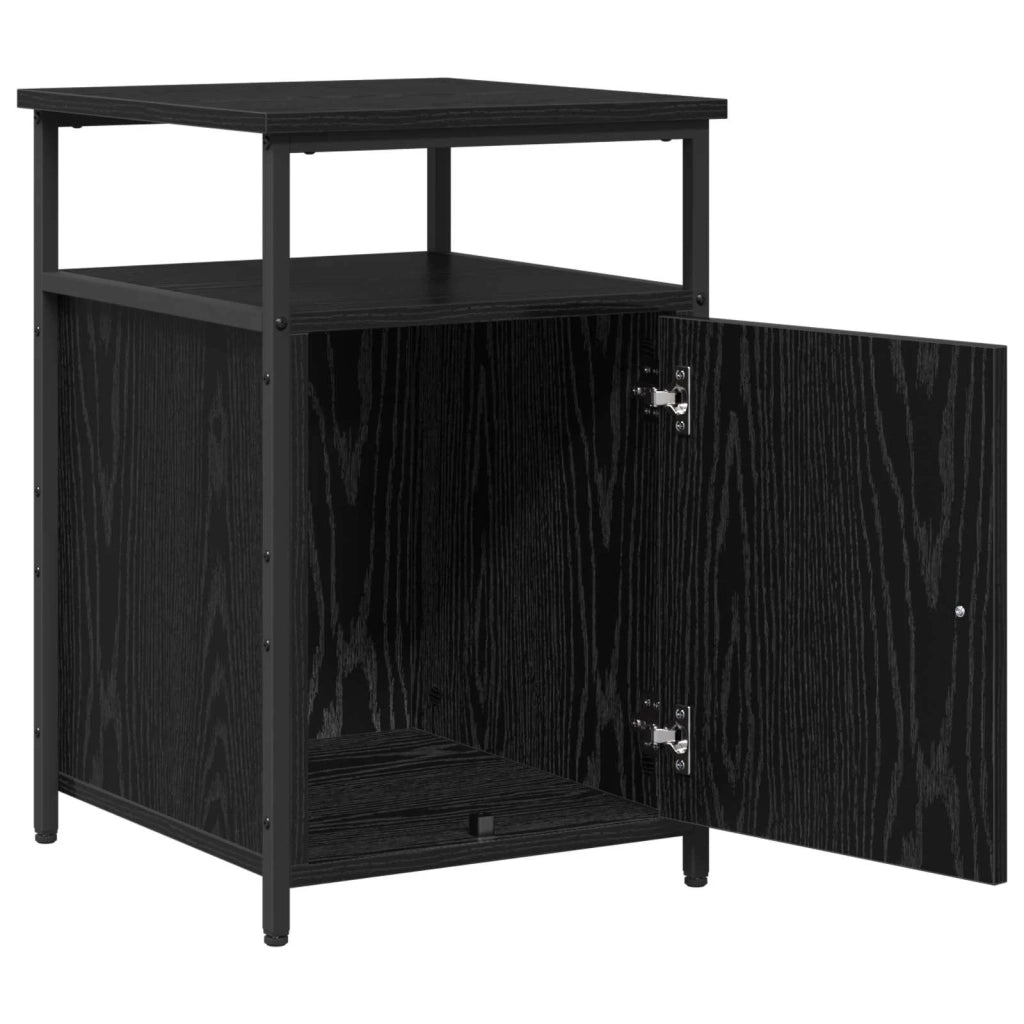 Comodino | Armadio da Notte | Mobiletto da notte con cassetto Rovere nero Legno multistrato