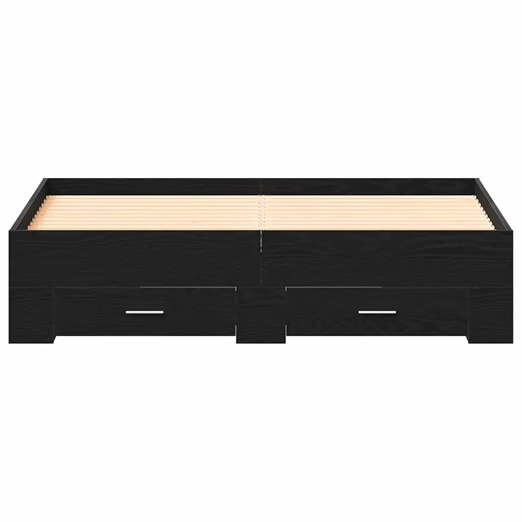 Struttura del letto-Giroletto Rovere Nero 140 x 200 cm Legno multistrato 877981