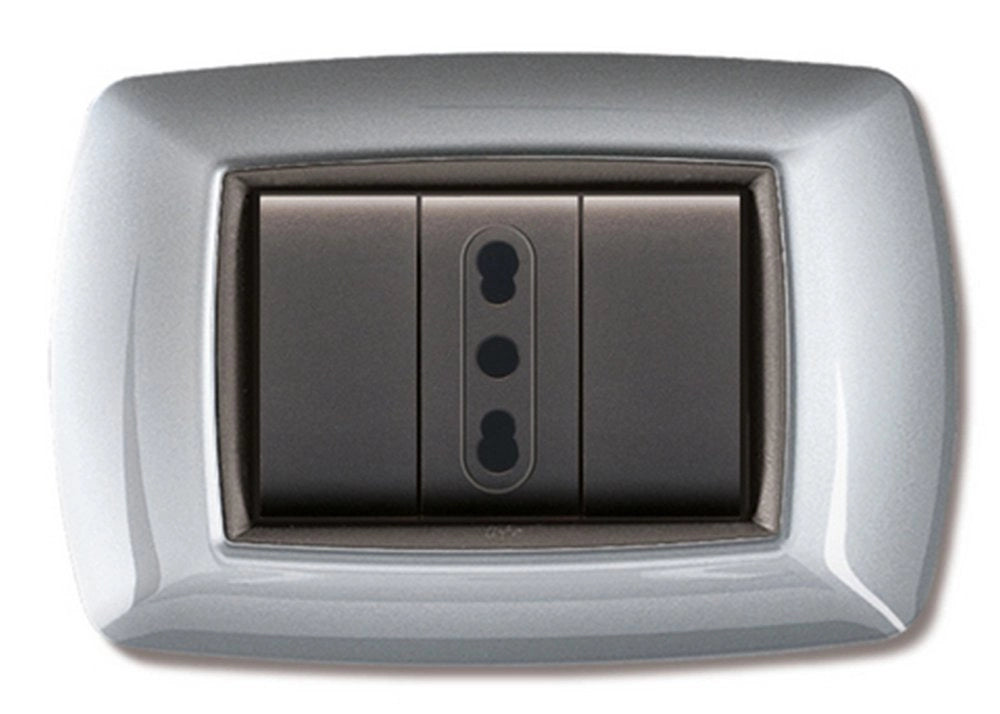 10pz placca life mod. living plastica alluminio chiaro 3posti cod:ferx.41540