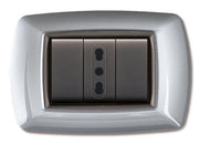 10pz placca life mod. living plastica alluminio chiaro 3posti cod:ferx.41540