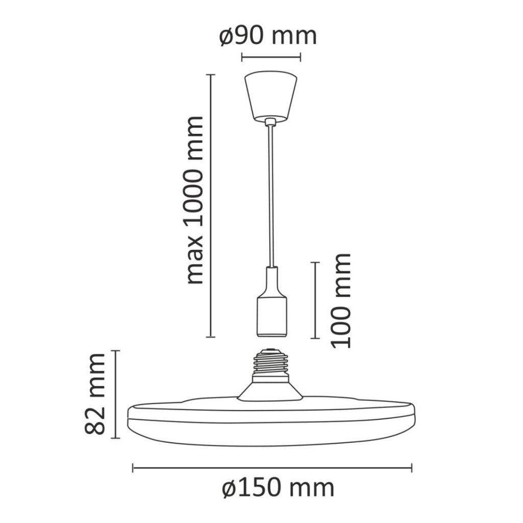 Lampada a sospensione KIKI nera E27 LED 10W Polux
