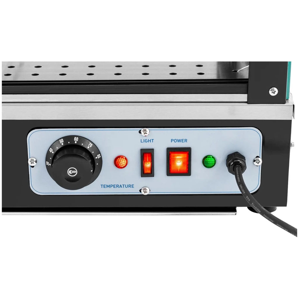 Vetrina riscaldata 150 litri 1600 watt 3 ripiani gomma vetro temperato acciaio nero 14_0010224