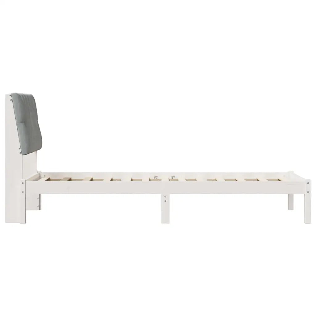 Letto singolo | Letto per adulti | Letto con Testiera Rivestita con testiera Bianco 75 x 190 cm