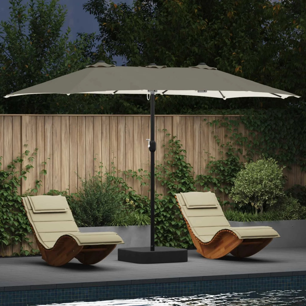 Ombrello da giardino-Ombrellone da spiaggia Sabbiato e Antracite 385 x 209 x 244 cm