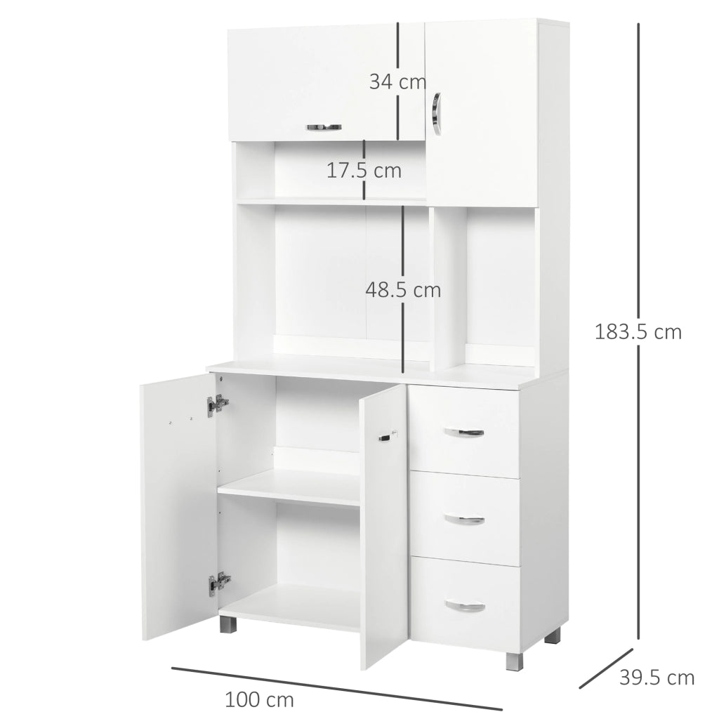 Credenza con Cassetti e Ripiani Aperti ¨C Minimal ¨C Bianco 100x39.5x183.5cm