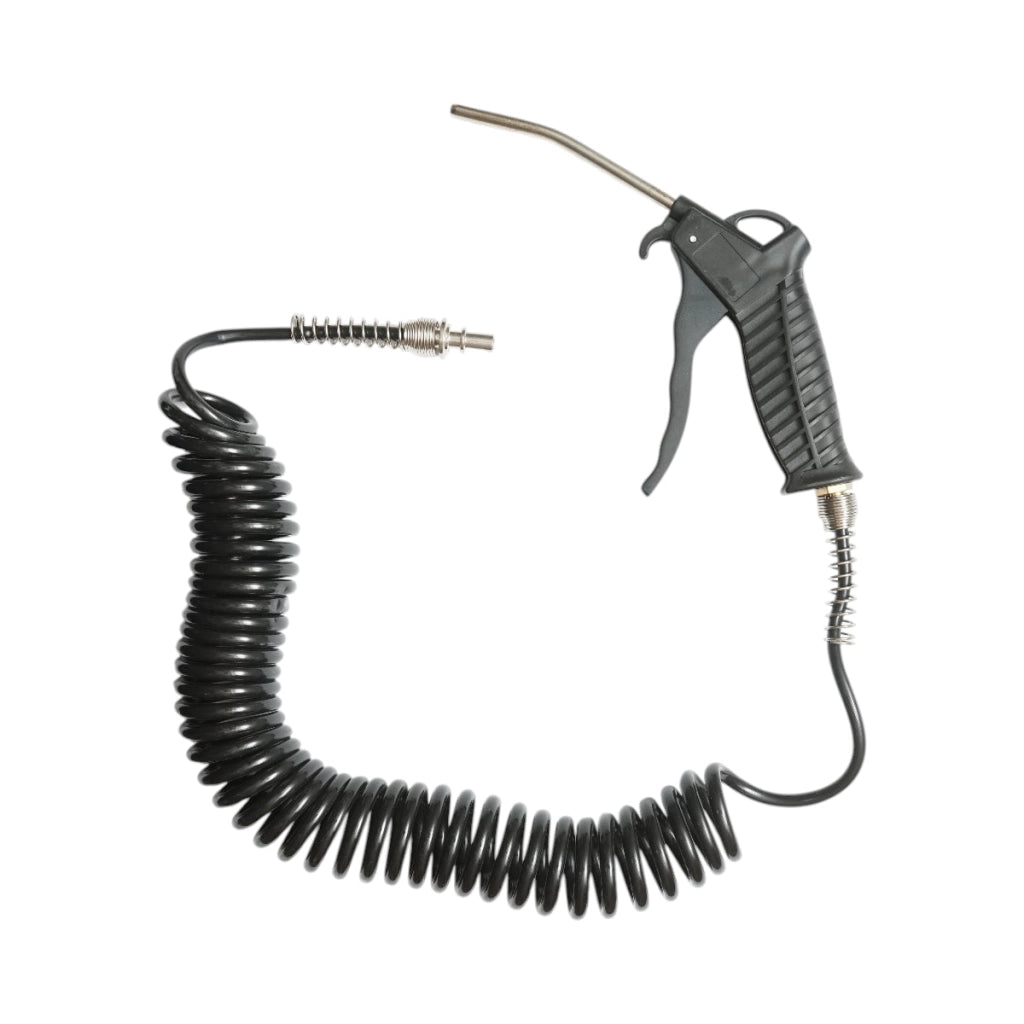 Pistola di soffiaggio ad aria compressa con ugello da 120 mm, tubo a spirale da 5 m e attacco rapido maschio da 1/4