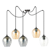 Emibig LEVEL lampadario ragno 5xE27 nero vetro multicolor