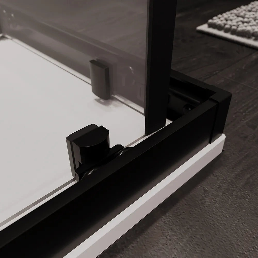 Box doccia 75x75 cm angolare doppio scorrevole profili neri vetro trasparente | Java