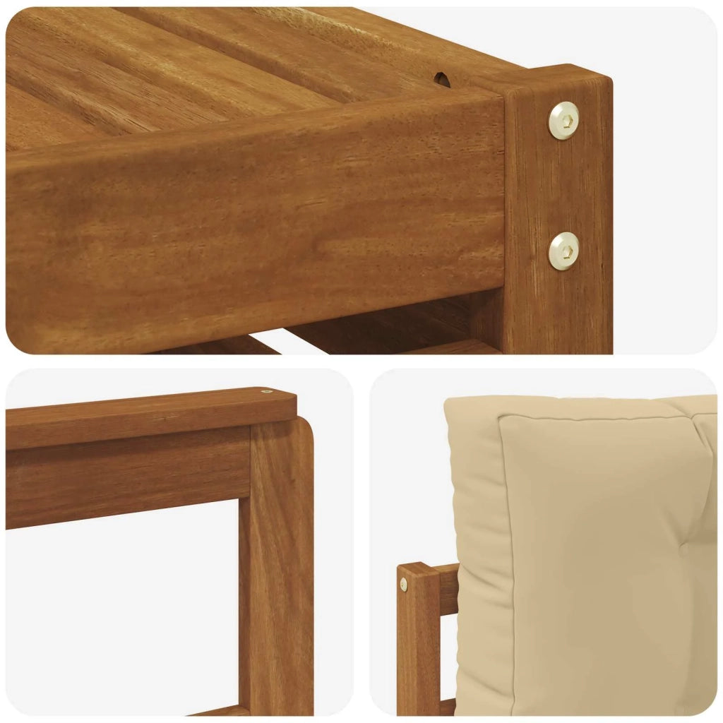 Set di divani da esterno con cuscino 7 pcs Naturale e Beige 3373048